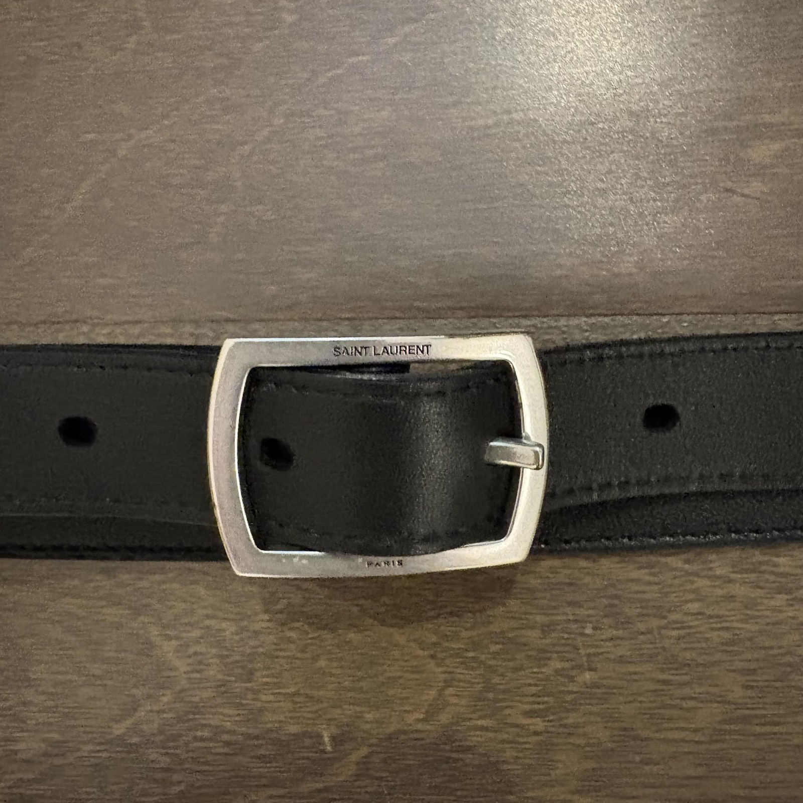 Cintura donna Saint Laurent pelle grana tg 80 nera fibbia argento Italia unisex