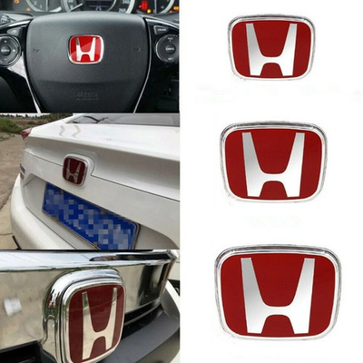 #ad 3pcs Jdm Red Front Rear Steering Badge H Emblem For Honda Fit Jazz 2018 2020 $45.95