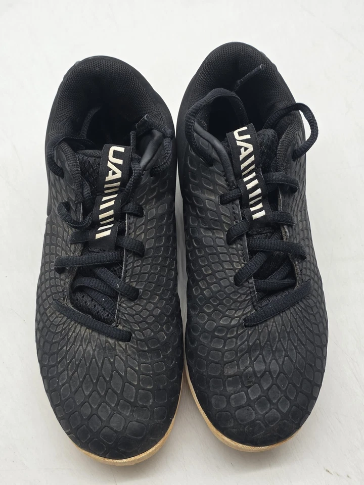 Under Armour Youth Baseball Cleats Shoes 1Y Black White 3026607-001 Boys Kids - Image 3 of 4