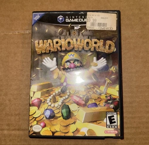 Wario World for GameCube, disk, case, and manual