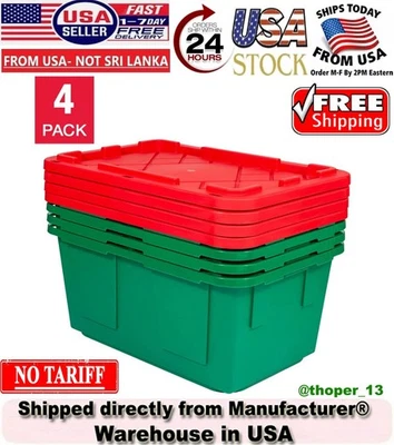 Greenmade 27 Gallon Professional Storage Tote With Handles/Snap Lid, 4-pack 🔥🔥