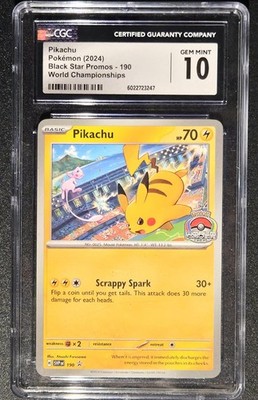 ポケモンカードゲーム Pikachu #190 Gem Mint 10 CGC 10 Gem Mint Pikachu SVP 190 World Championships Promo Pokémon