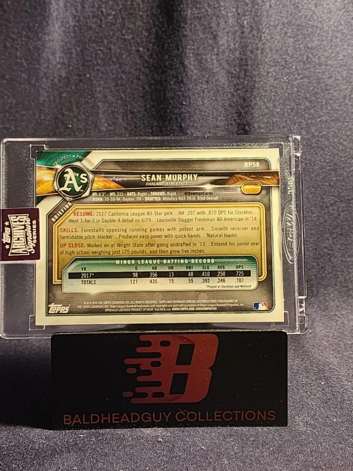 2025 Topps Archives Sean Murphy 1st Prospect Auto 2018 Bowman Gold /10 - Image 2 of 3