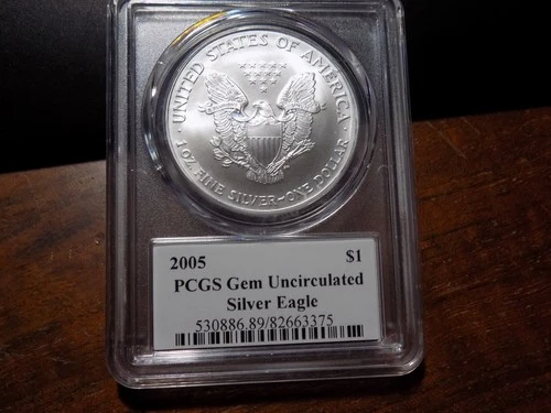 2005 American Silver Eagle - NGC GEM UNCIRCULATED - Signed by John Mercanti