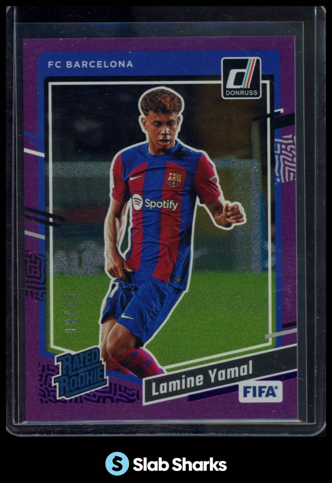 2023 PANINI DONRUSS #177 LAMINE YAMAL PURPLE RATED ROOKIE /25