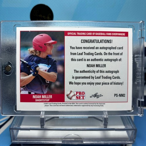 2021 Leaf Pro Set #PS-NM2, NOAH MILLER RC AUTO đ„đ„đ„ Baseball Autographs Card - Photo 2/2