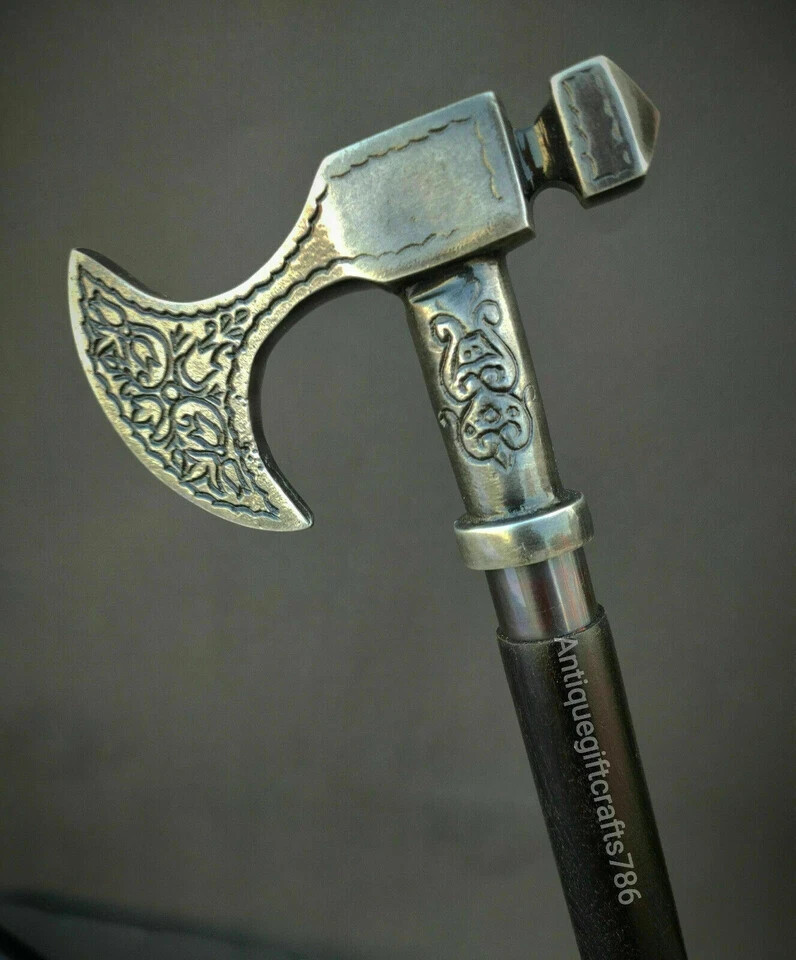 Walking Stick Head Axe Cane Solid Victorian Style… - image 3