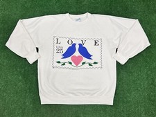 1988 USPS Lovebirds 25 Cent Stamp Crewneck Sweatshirt 80s Alore Medium Love Bird