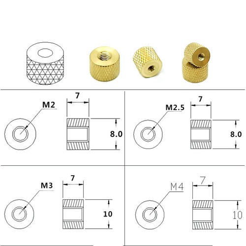 Brass Knurled Round Nuts M2/2.5/3/4 Mesh Knurled Nuts Cooling Model Modification - Picture 4 of 5
