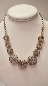 Vintage Aigner Statement Necklace Silver & Gold Tone Medallions Adjustable