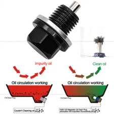 M12x1.25MM Anodized Engine Magnetic Oil Pan Drain Plug Bolt Black For NISSAN