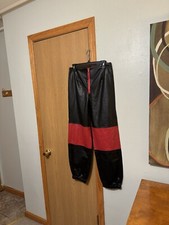 Fashion Nova NWT Medium Black  Red Faux Leather Mid-Rise Jogger Pants