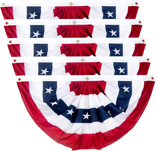 2X4 Ft American Pleated Fan Flag, Patriotic Half Fan Bunting Flag, Indoor Outdoo