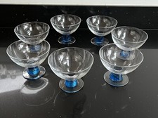 DENBY BLUE JETTY FOOTED GLASS DESSERT/SUNDAE BOWL/DISH X 7