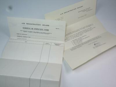 VINTAGE AERONAUTICA Air Registration Board Antragsformular & Brief 1967