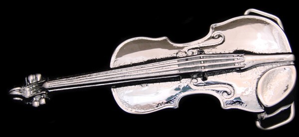 MH18125 *NOS* VINTAGE 1978 ***FIDDLE - VIOLIN*** POLISHED CHROME MUSIC BUCKLE