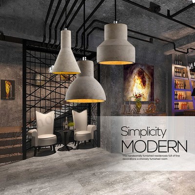 Vintage Concrete Wood Pendant Light 