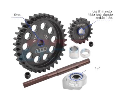 GPM Racing Carbon Stahl Hauptzahnrad 33 Zähne und Motorritzel 18 Zähne fü ...