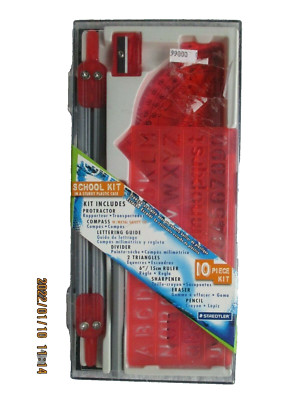 Staedtler 10 pc School Kit Protractor Compass Triangle Letter GuideFactorySealed