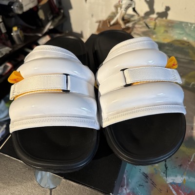 Nike Jordan Super Play Slides Sandals Men's 13 White/ Taxi/Fire DM1683-170