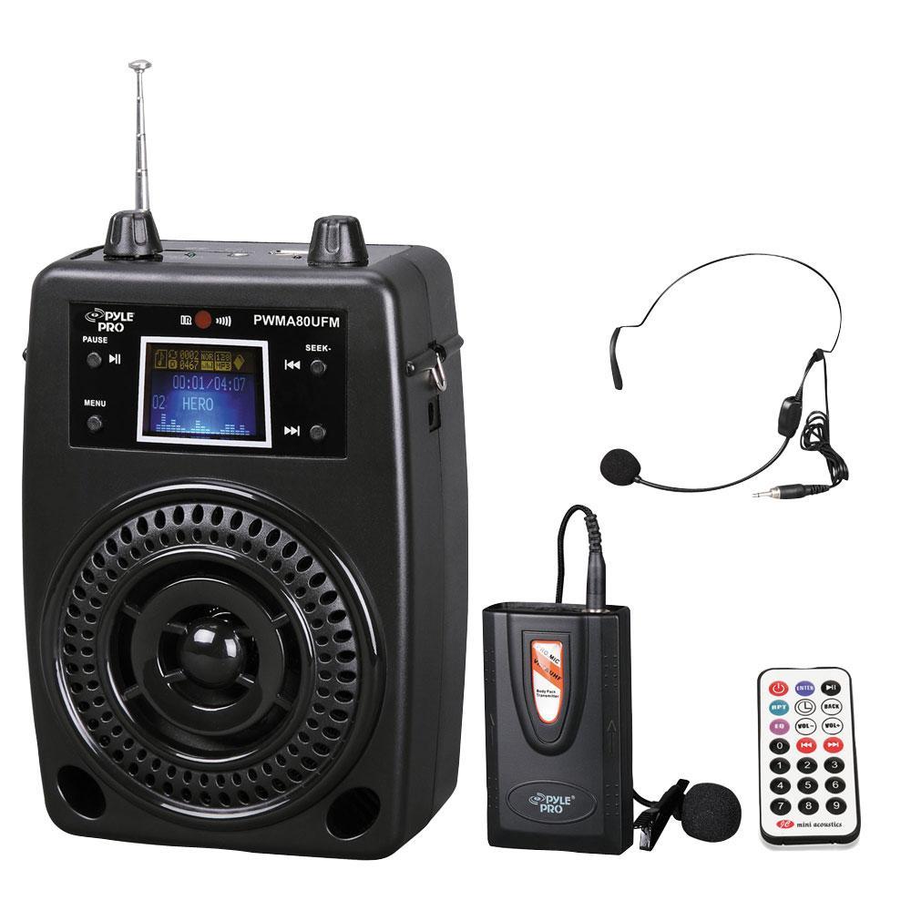 NEW Pyle Pro PWMA80UFM 100W Portable PA System Wireless Headset Mic XLR  Cable