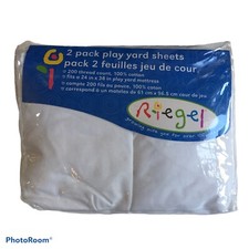 Riegel 2 pack play yard sheets white 200 Thread Count Cotton New 24  X 38  