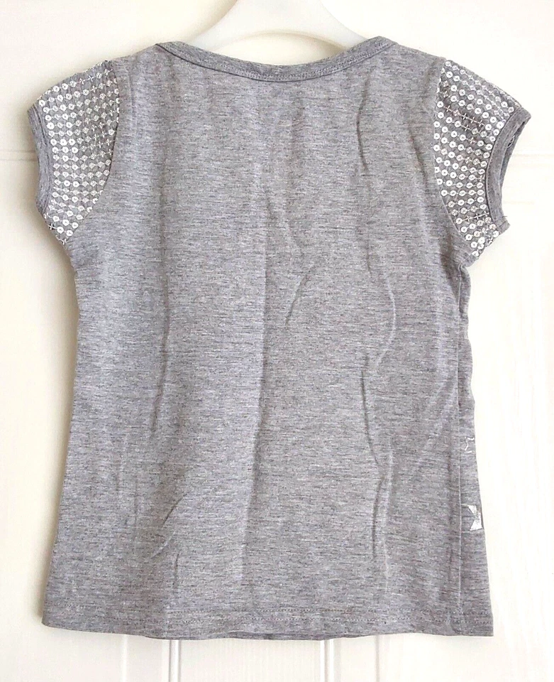 (Matalan) Set of 2 - Grey/Purple T-Shirts with Sequins & Metallic Print Age 6-7 - Image 4 of 4