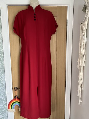 90er rotes chinesisches Stil Cheongsam Cocktail Party Kleid von Xavanne S14 Weihnachten!