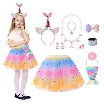 Meerjungfrau Prinzessin Kostüm Kleid, Mädchen Tutu Rock,(3-6 Jahre) ACWOO