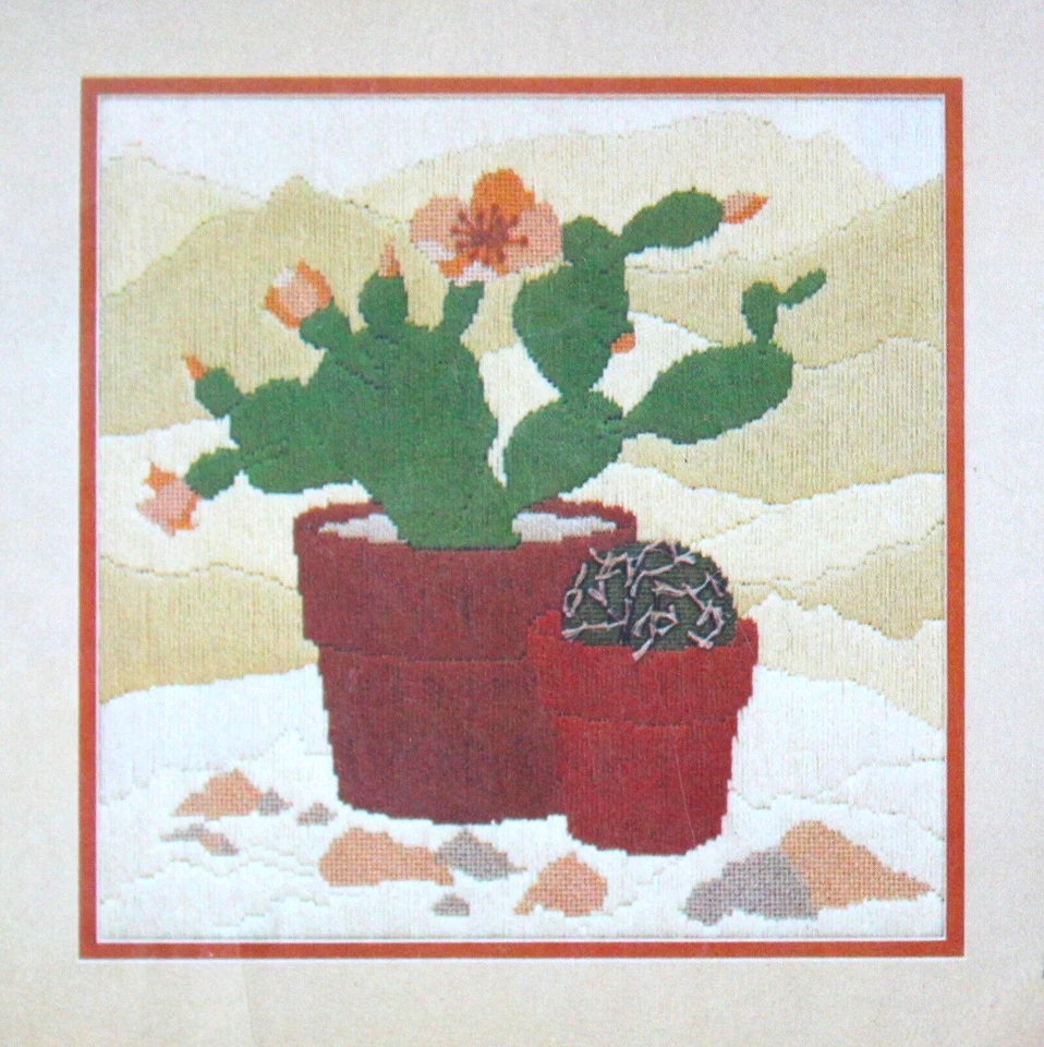 New Flowering Cactus 14" x 14" Needlepoint Kit #3817 Creative Expressions 1982 - Image 2 of 4