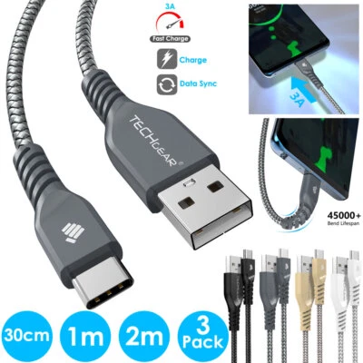 TECHGEAR Strong BRAIDED USB-C Sync & Charger Charging Cable Power Lead for iPad Pro 11"