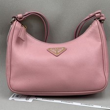AUTH Prada Hobo Bag Pink Saffiano Leather Adjustable Shoulder Strap