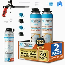 Thermal & Heat Insulation Spray Foam Kit (2x32.80 oz), Foam Cleaner and Foam Gun