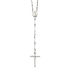 Diamond2Deal Sterling Silver Polished Rosary Necklace