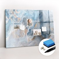 Glas Magnettafel Beschreibbar Mit Marker Schwamm Magneten Marmormuster 100X70 Cm