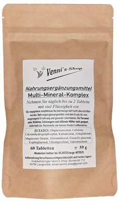 Multi Mineral Komplex 60 Tab   9 Mineralstoffe für Knochen, Muskeln, vennis-shop