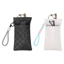2 Pcs Double Eyeglasses Case Pouch with Carrying Strap, Black/White