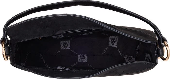Anne Klein Sleek Black Convertible Shoulder Bag-Hobo Purse with Golden Accents - Image 4 of 4