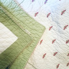 Vtg Pottery Barn Kids Dragonfly Pink Green Reversible Quilt TWIN appliqu