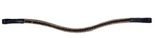 3 Row Golden / Black Crystal Horse Leather Bridle Brow-Band of All Sizes.