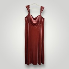 Jenny Yoo Collection Maxi Dress Womens Size 24 Rust Brown Velvet Gown Designer