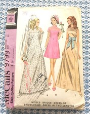 1969 pattern YOKED WEDDING GOWN bridesmaid size 14 36 McCall s 9799