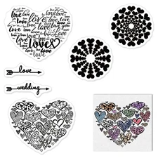 Valentines Love Hearts Background Clear Stamps, Love Words, Circle, Lace, DIY