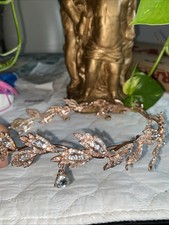 Crystal Tiara Bride Wedding Crown Rhinestone Headband Crystal Princess Prop Gold