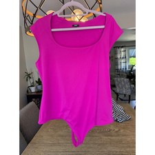 Express Body Contour Shapewear Pink Square Neck Cap Sleeve Bodysuit XL