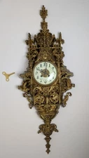 Antique French Bronze Wall Clock Late 1800s – Ornate Design – With Key – Selling