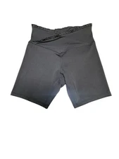 EBB & FLOW Women Small Ruffled Waist Black High Waist 7" Inseam Bike Shorts 805