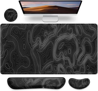 4 in 1 Large Mouse Pad and Keyboard Wrist Rest Set with Coaster 31 5x12 in