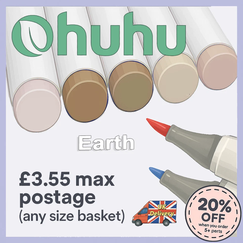 Ohuhu Honolulu B Alcohol Markers – E (Individual, Brush & Fine Tip)