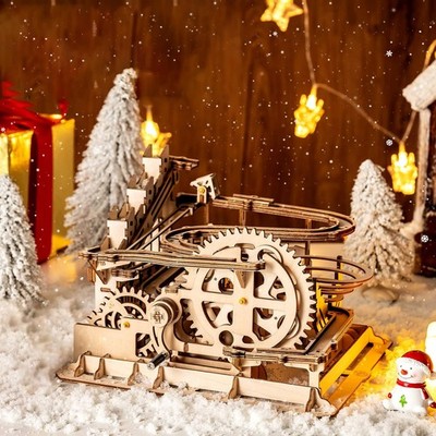 Robotime 3D Holzpuzzle Murmelbahn Mechanisches Modellbau Set für Erwachsene